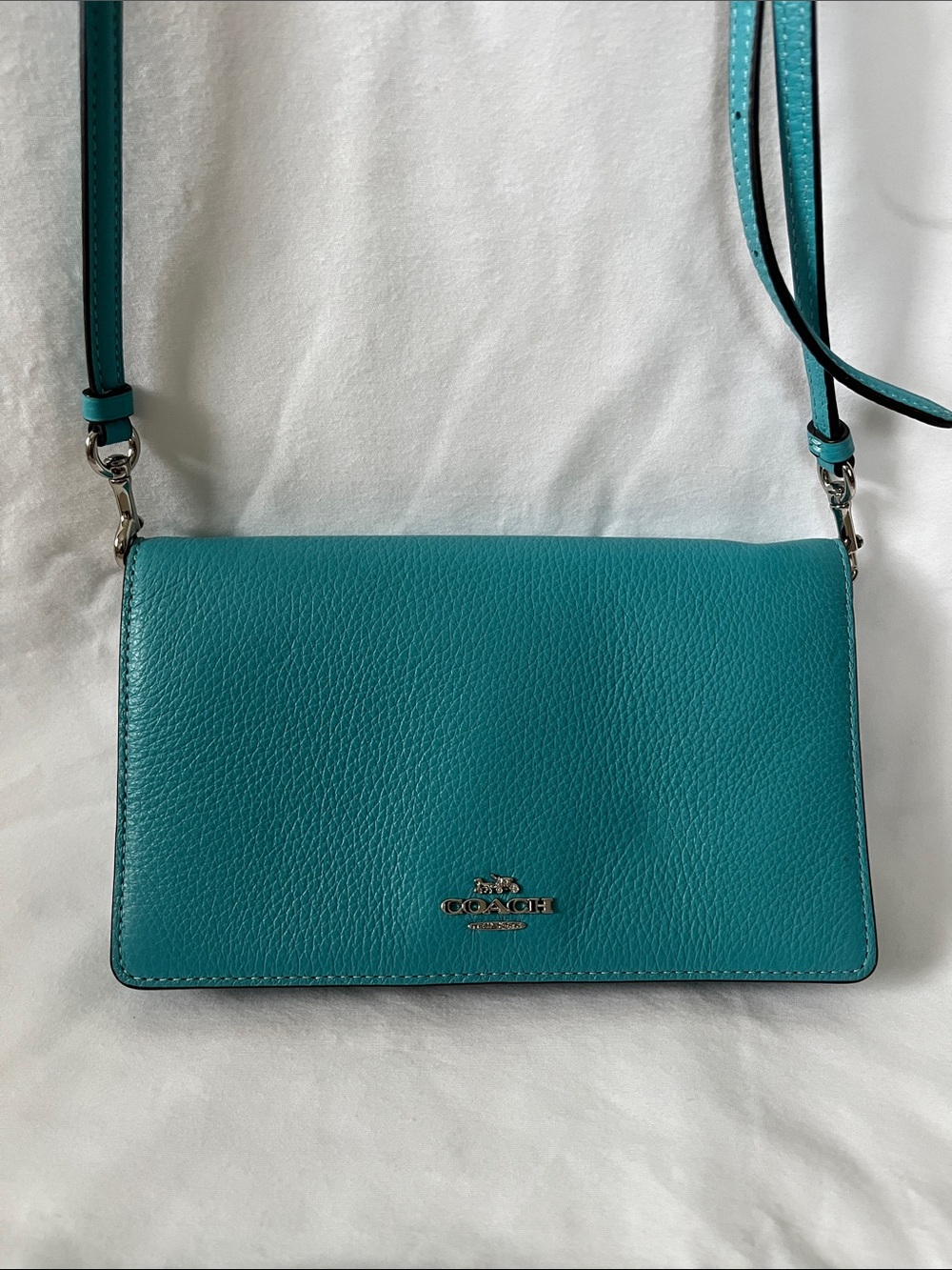 Coach Leather Blue Pebbled Crossbody